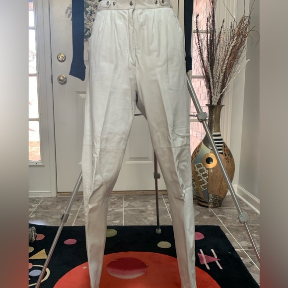 Genuine leather pants, soft and durable…white cowhide leather lined in taffeta! - Picture 2 of 7